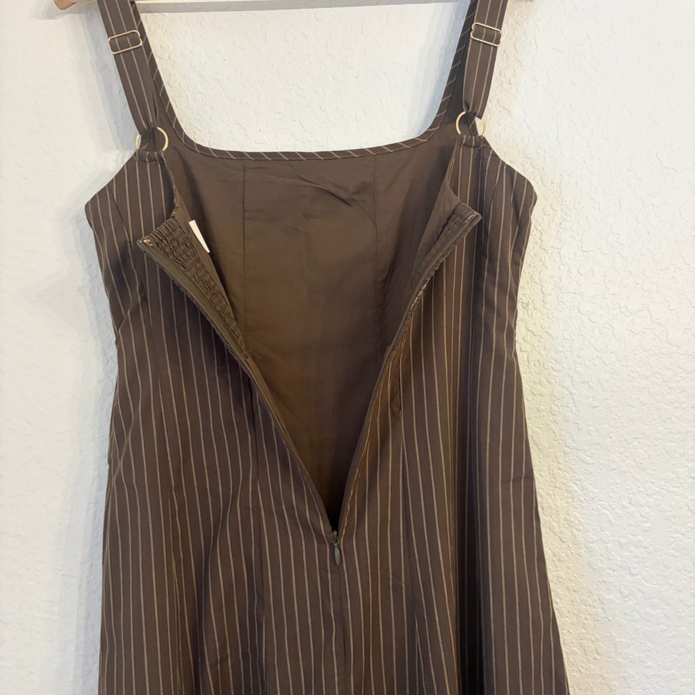 DISSH Riley Chocolate Stripe Midi Dress 4 European Summer Vacation Cotton NWT - Picture 8 of 16